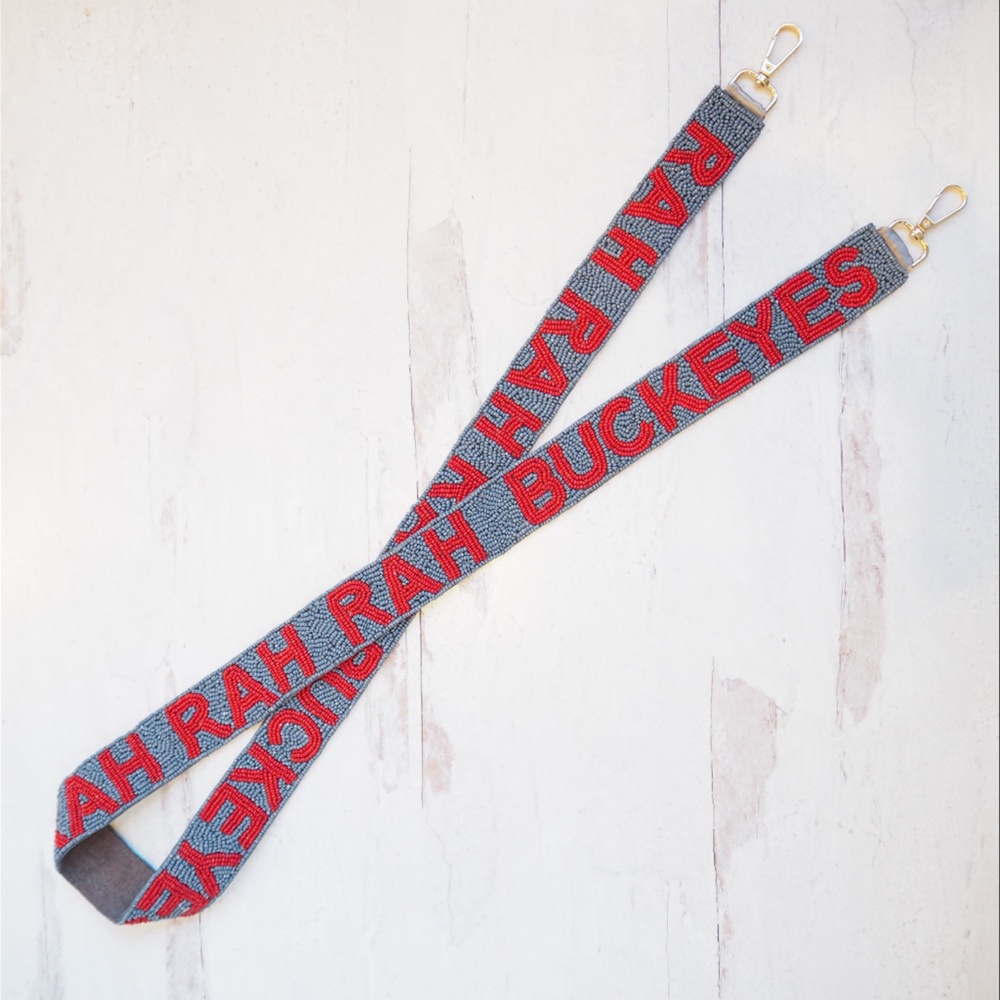 Collegiate Game Day Rah Rah Rah Buckeyes Beaded Purse Strap